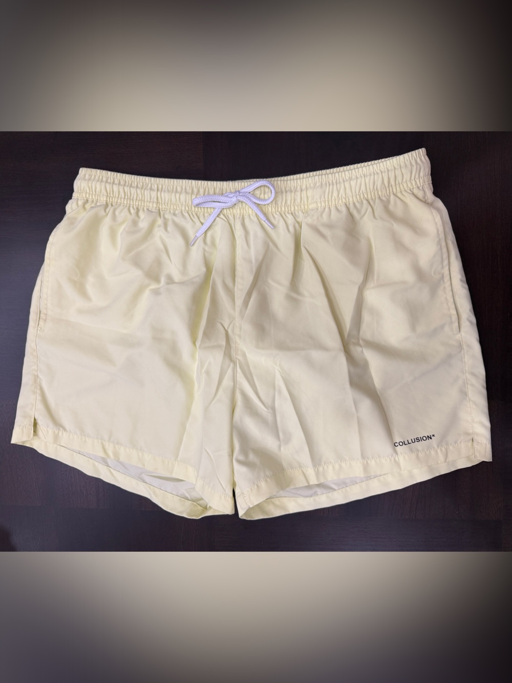 Collusion Men’s Canary Yellow Quick-Dry Swim Trunks with Drawstring
